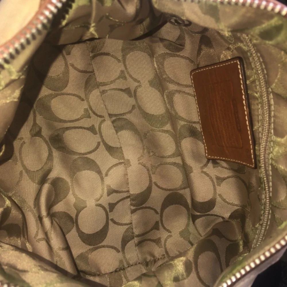 COACH Soho Hampton Canvas Stripe Mini Shoulder Bag with Exterior Zip Pocket